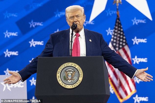 President Donald J. Trump speaks during 2025 CPAC Conference Day 3, on February 22