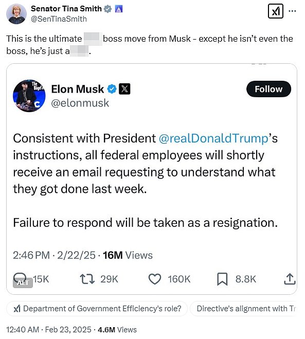 Senator Tina Smith joined the growing chorus of voices criticizing Musk over the move