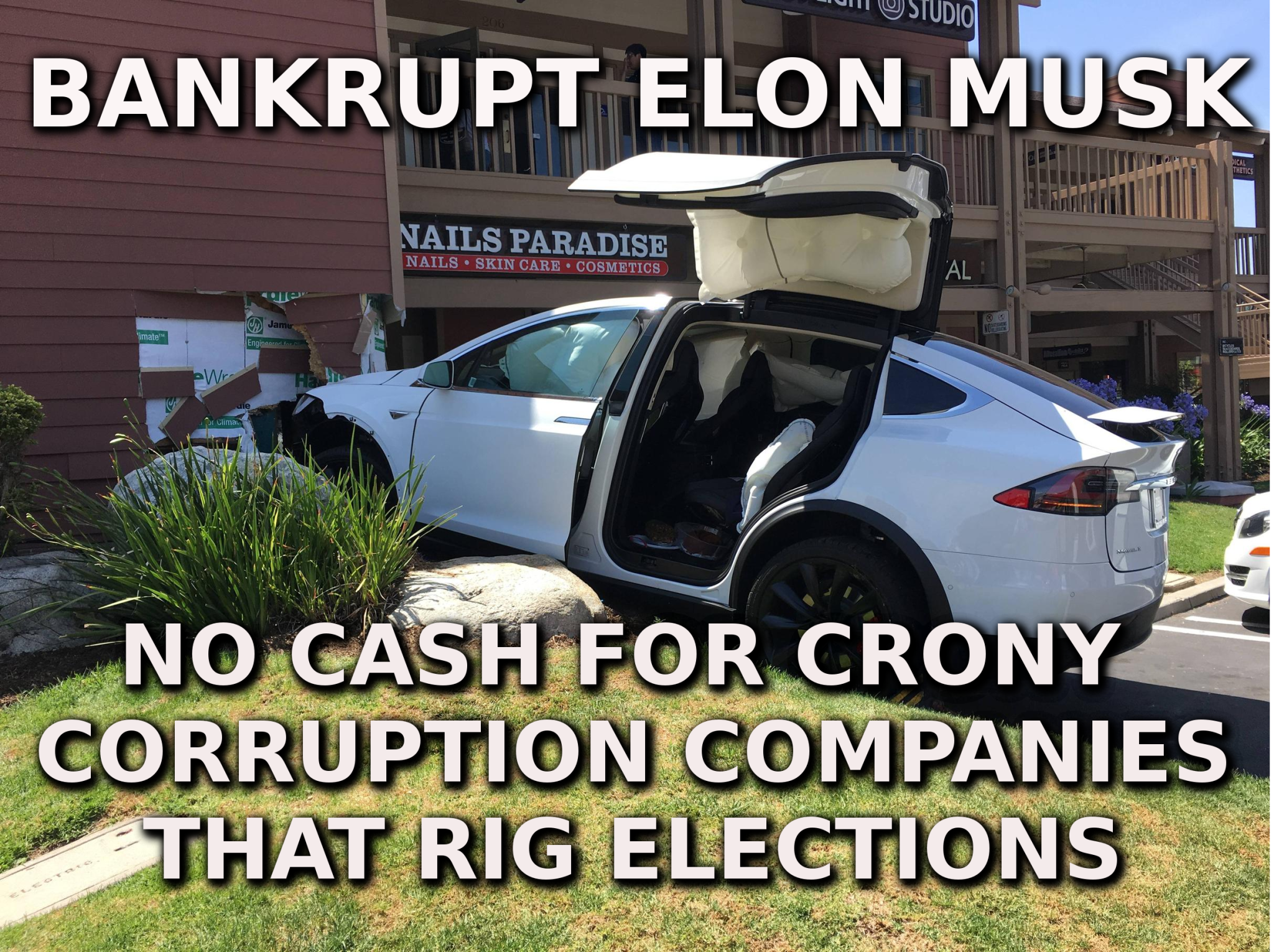 CROOKS: LET_S BANKRUPT ELON MUSK NOW
Keywords: Rare Earth Mines Of Afghanistan, New America Foundation Corruption, Obama, Obama Campaign Finance, Obama FEC violations, Palo Alto Mafia, Paypal Mafia, Pelosi Corruption, Political bribes, Political Insider,  Eric Schmidts Sex Penthouse, SEC Investigation