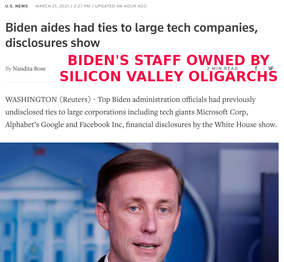 BIDEN STAFF ARE OWNED BY SILICON VALLEY
Keywords: Rare Earth Mines Of Afghanistan, New America Foundation Corruption, Obama, Obama Campaign Finance, Obama FEC violations, Palo Alto Mafia, Paypal Mafia, Pelosi Corruption, Political bribes, Political Insider,  Eric Schmidts Sex Penthouse, SEC Investigation