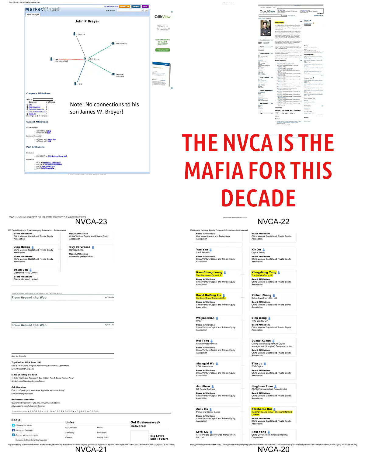 NVCA2 THE SILICON VALLEY CARTEL
Keywords: Rare Earth Mines Of Afghanistan, New America Foundation Corruption, Obama, Obama Campaign Finance, Obama FEC violations, Palo Alto Mafia, Paypal Mafia, Pelosi Corruption, Political bribes, Political Insider,  Eric Schmidts Sex Penthouse, SEC Investigation