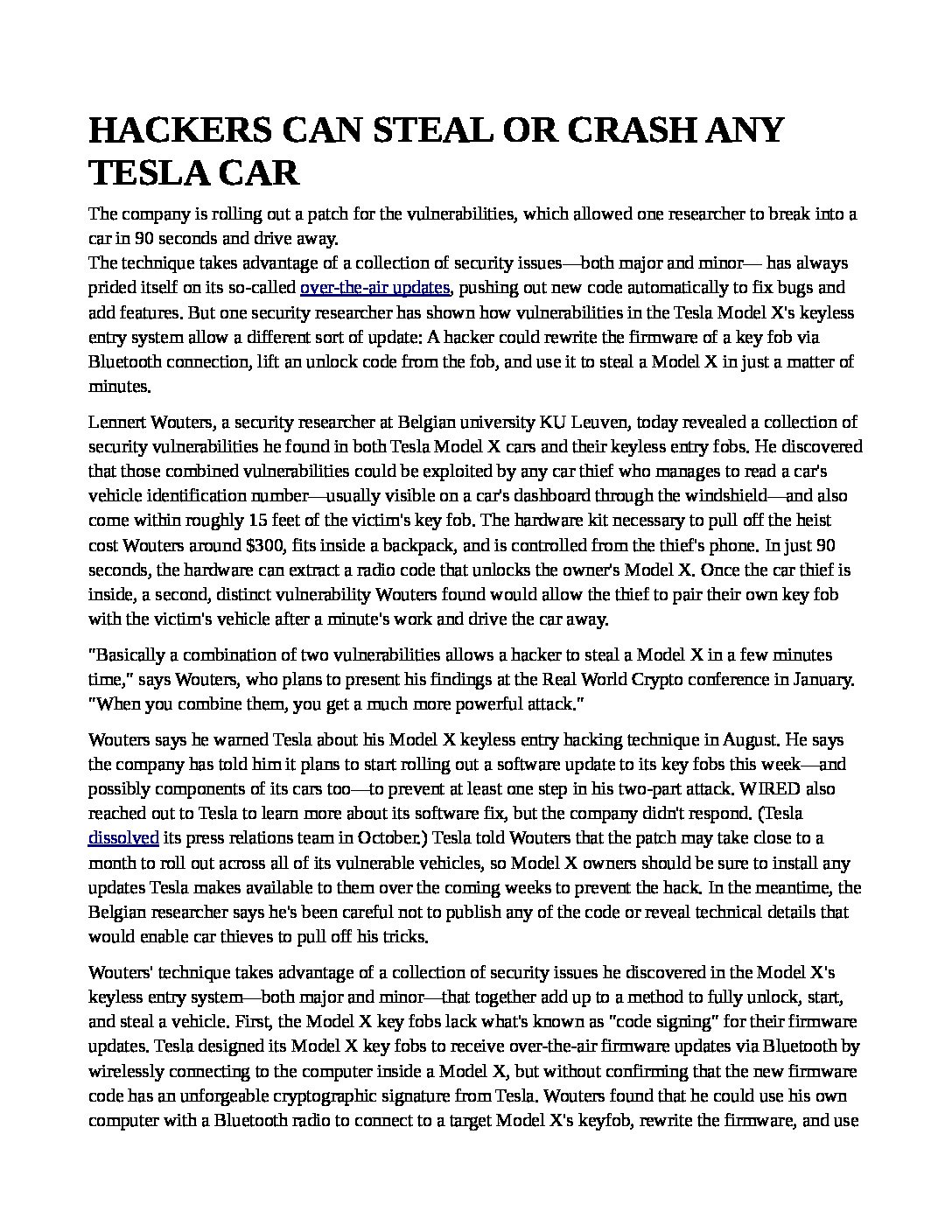 HACKERS-CAN-STEAL-OR-CRASH-ANY-TESLA-CAR-pdf
Keywords: Rare Earth Mines Of Afghanistan, New America Foundation Corruption, Obama, Obama Campaign Finance, Obama FEC violations, Palo Alto Mafia, Paypal Mafia, Pelosi Corruption, Political bribes, Political Insider,  Eric Schmidts Sex Penthouse, SEC Investigation