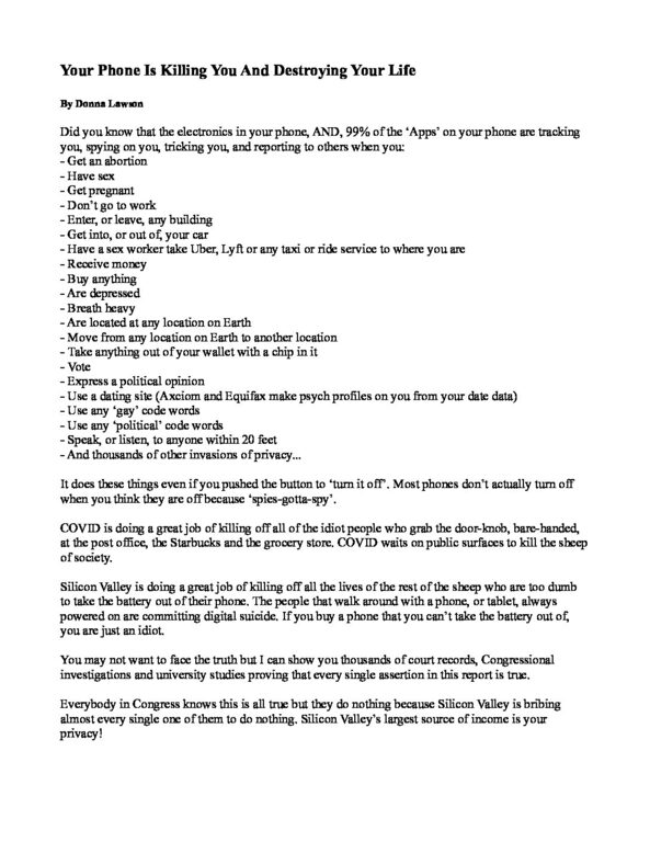 Your-Phone-Is-Killing-You-And-The-Rest-Of-Your-Life-pdf
Keywords: Rare Earth Mines Of Afghanistan, New America Foundation Corruption, Obama, Obama Campaign Finance, Obama FEC violations, Palo Alto Mafia, Paypal Mafia, Pelosi Corruption, Political bribes, Political Insider,  Eric Schmidts Sex Penthouse, SEC Investigation