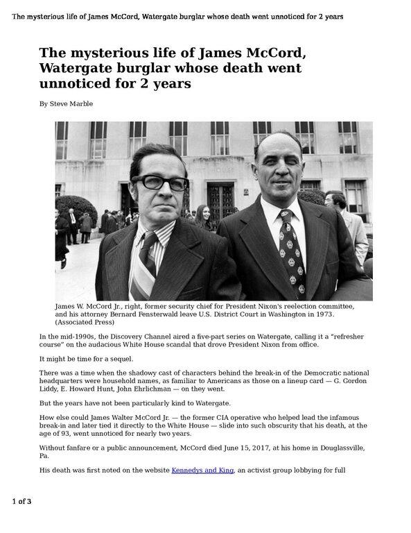 The-mysterious-life-of-James-McCord-Watergate-burglar-whose-death-went-unnoticed-for-2-years-pdf
Keywords: Rare Earth Mines Of Afghanistan, New America Foundation Corruption, Obama, Obama Campaign Finance, Obama FEC violations, Palo Alto Mafia, Paypal Mafia, Pelosi Corruption, Political bribes, Political Insider,  Eric Schmidts Sex Penthouse, SEC Investigation