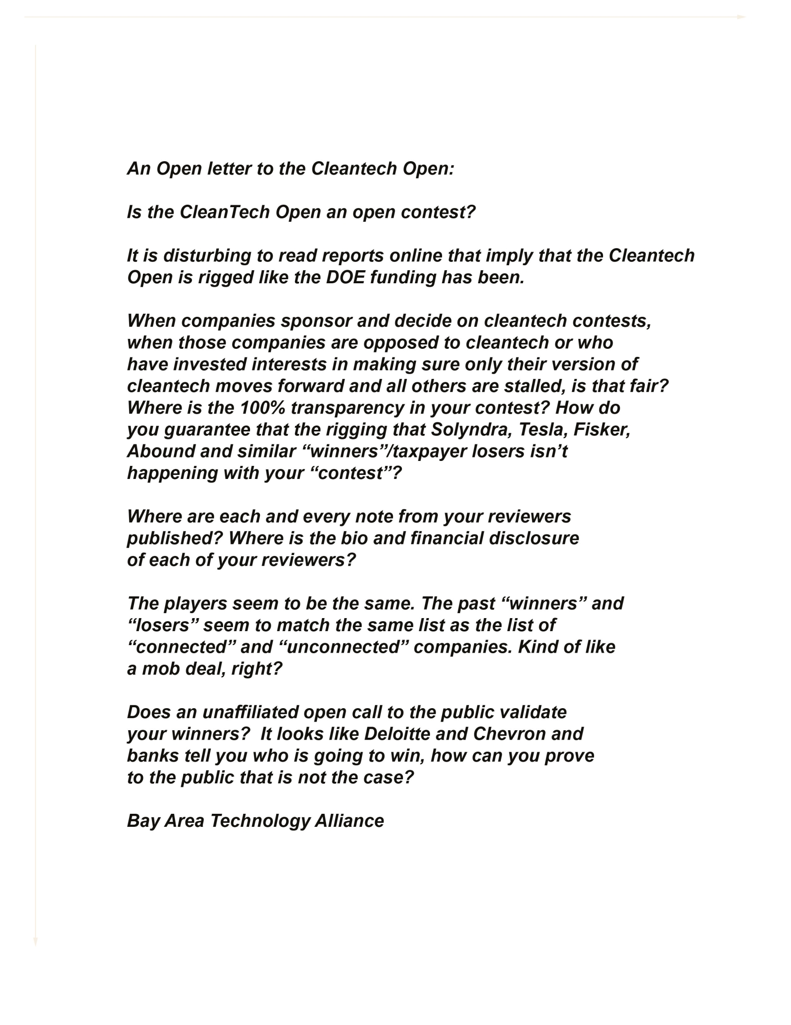 CLEANTECH_OPEN_ISSUES (1)
Keywords: Rare Earth Mines Of Afghanistan, New America Foundation Corruption, Obama, Obama Campaign Finance, Obama FEC violations, Palo Alto Mafia, Paypal Mafia, Pelosi Corruption, Political bribes, Political Insider,  Eric Schmidts Sex Penthouse, SEC Investigation