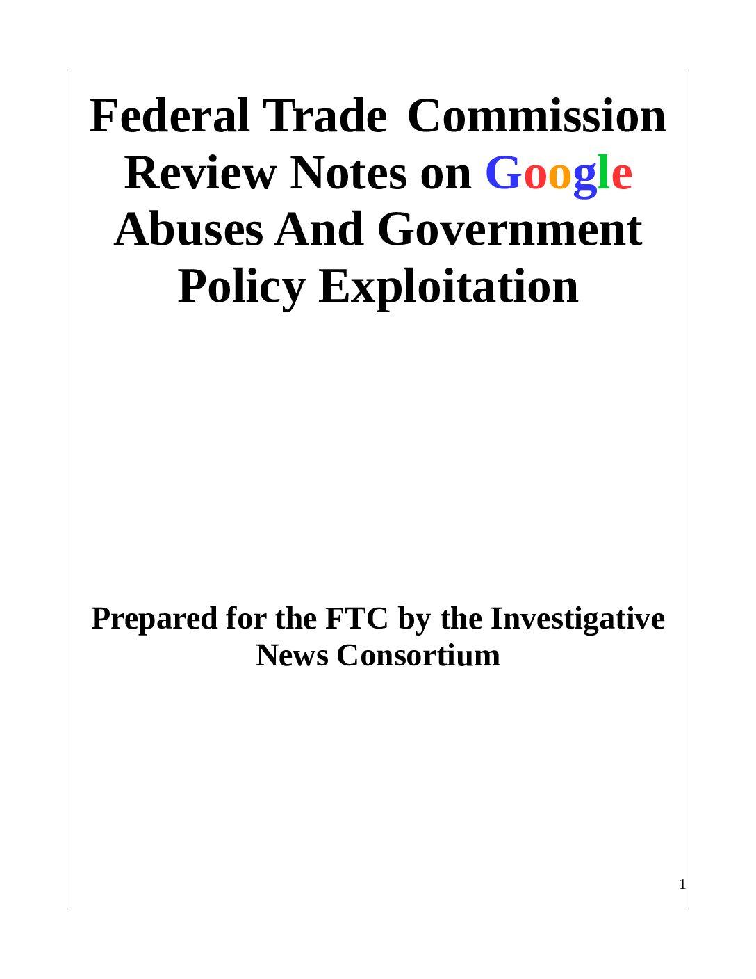 FTC-TASK-FORCE-REPORTS-ON-GOOGLE-ABUSES-pdf
Keywords: Rare Earth Mines Of Afghanistan, New America Foundation Corruption, Obama, Obama Campaign Finance, Obama FEC violations, Palo Alto Mafia, Paypal Mafia, Pelosi Corruption, Political bribes, Political Insider,  Eric Schmidts Sex Penthouse, SEC Investigation