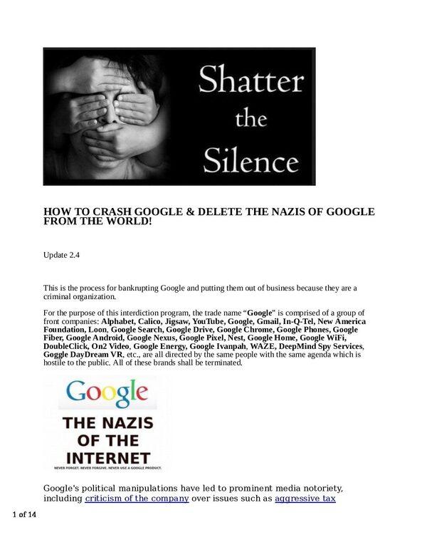 PUT-GOOGLE-OUT-OF-BUSINESS-pdf
Keywords: Rare Earth Mines Of Afghanistan, New America Foundation Corruption, Obama, Obama Campaign Finance, Obama FEC violations, Palo Alto Mafia, Paypal Mafia, Pelosi Corruption, Political bribes, Political Insider,  Eric Schmidts Sex Penthouse, SEC Investigation